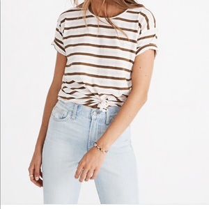 Madewell tee with tie front striped